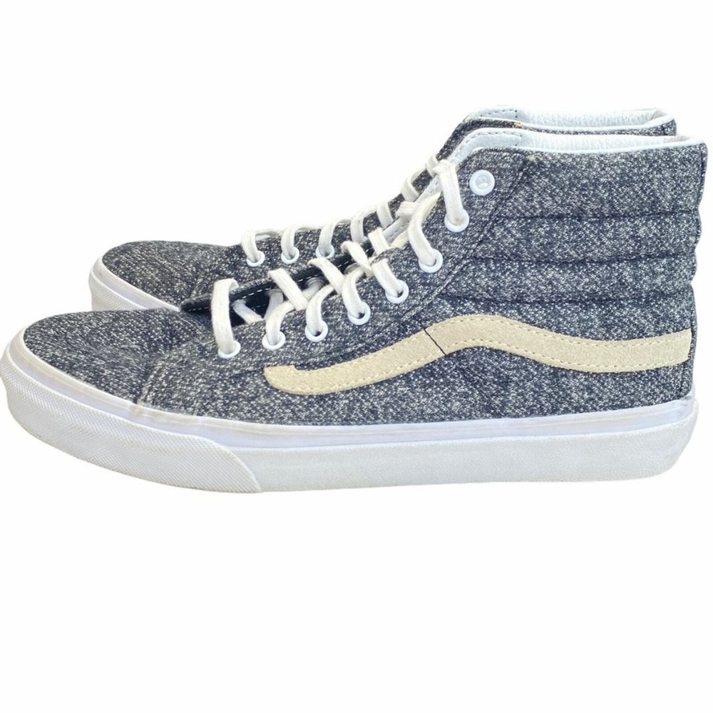 Vans Sk8-Hi Sneakers Grey Mens 7 Womens 8.5 Jersey Knit High Top‎ Skate Shoes - Picture 4 of 8